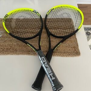 NWT - HEAD Tour Pro Tennis Rackets Pair - Neon Yellow Black